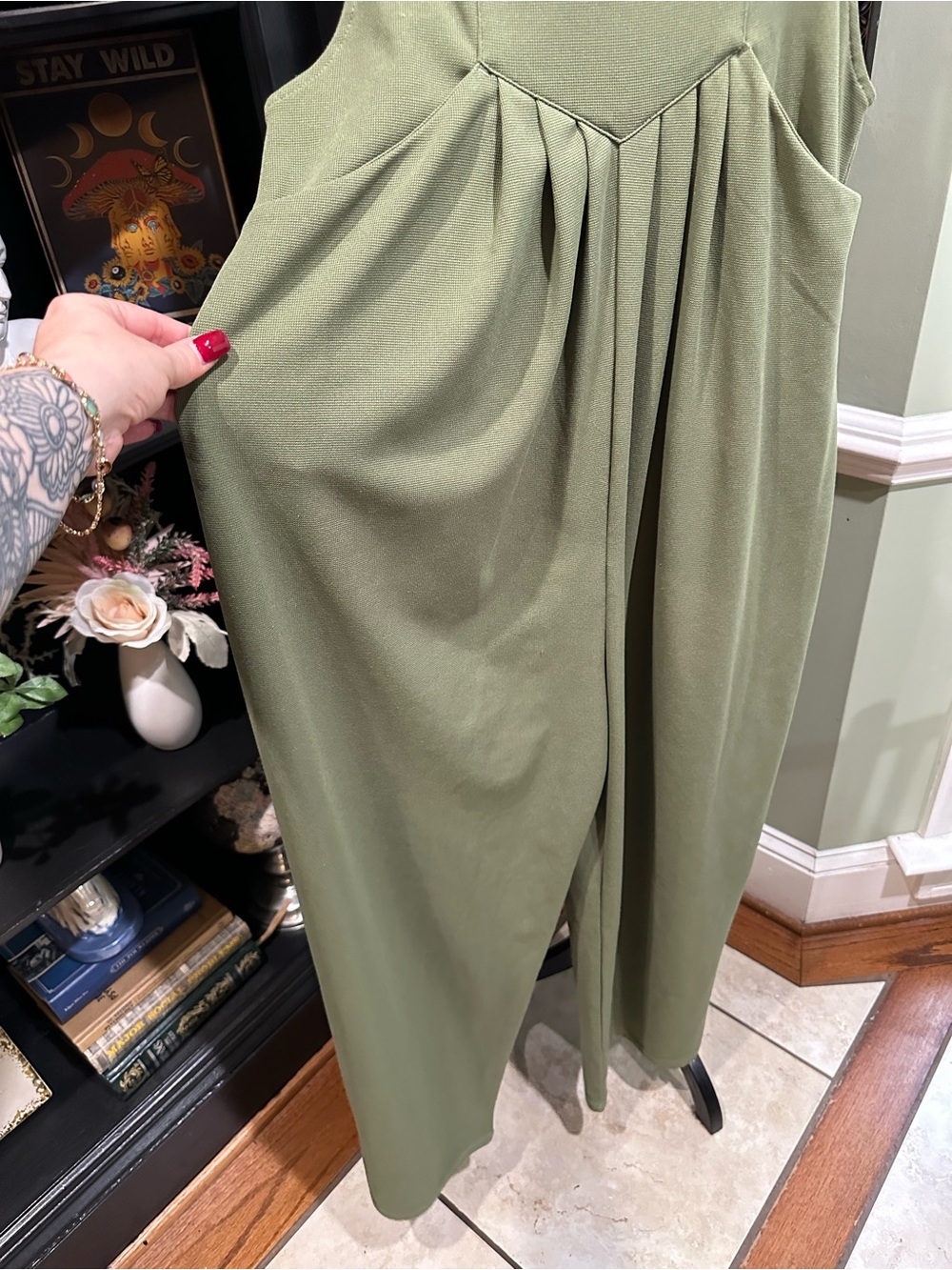 Halara waffle knit overalls jumpsuit in Loden Green size M - Picture 6 of 11